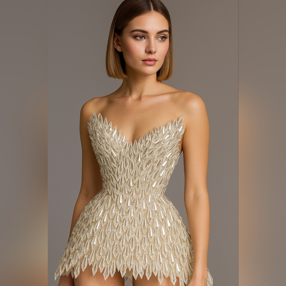 Strapless Gold Designer Dress